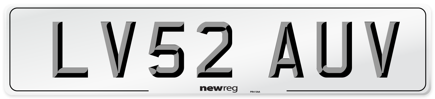 LV52 AUV Number Plate from New Reg